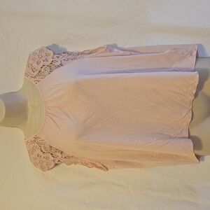 H&M Pink Sleeveless Top with lace shoulders size L